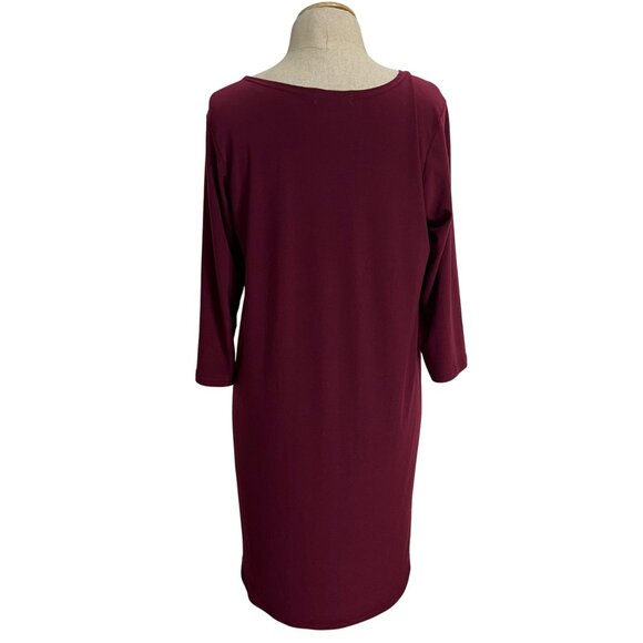 Sympli Women's Sz 10 Burgundy Hi-Low 3/4 Sleeve Tunic Top Polyester - Picture 3 of 10